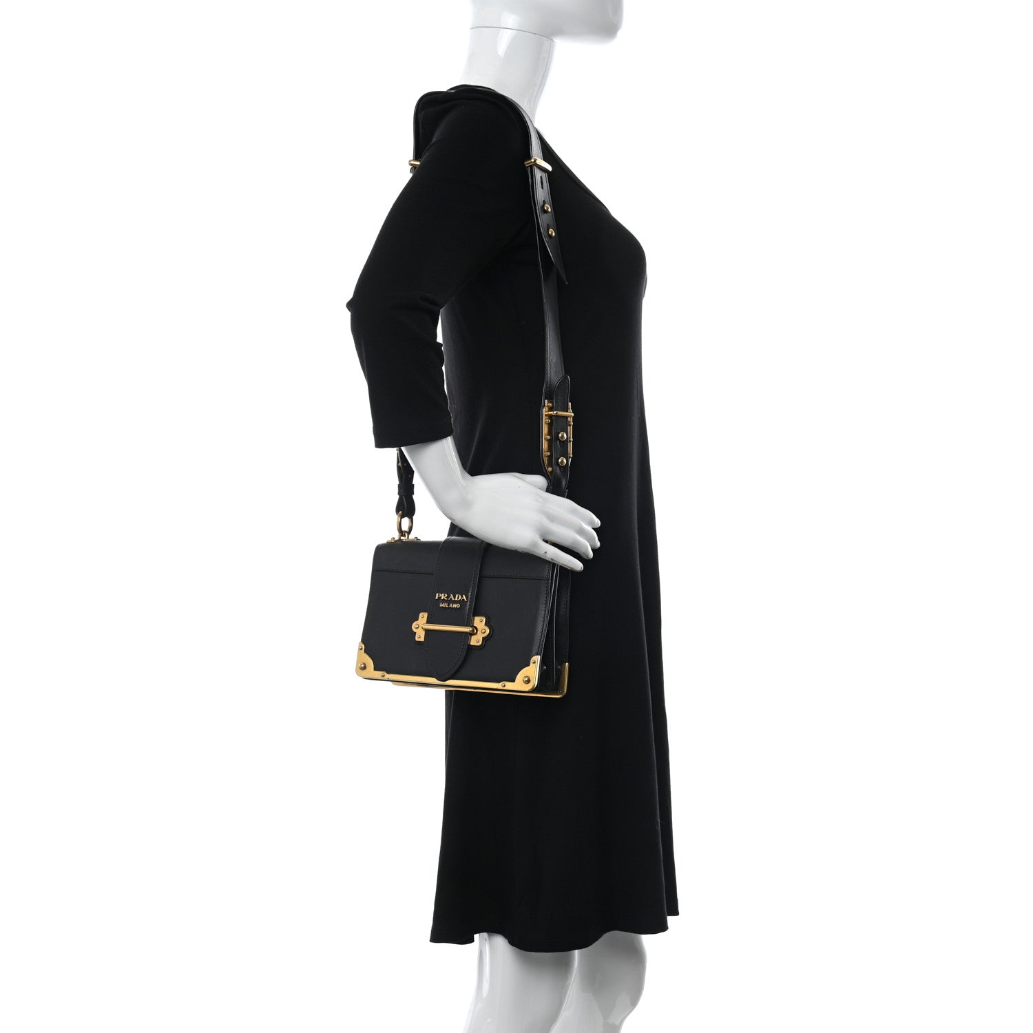 Prada City Calf Saffiano Cahier Bag Black 3 of 9