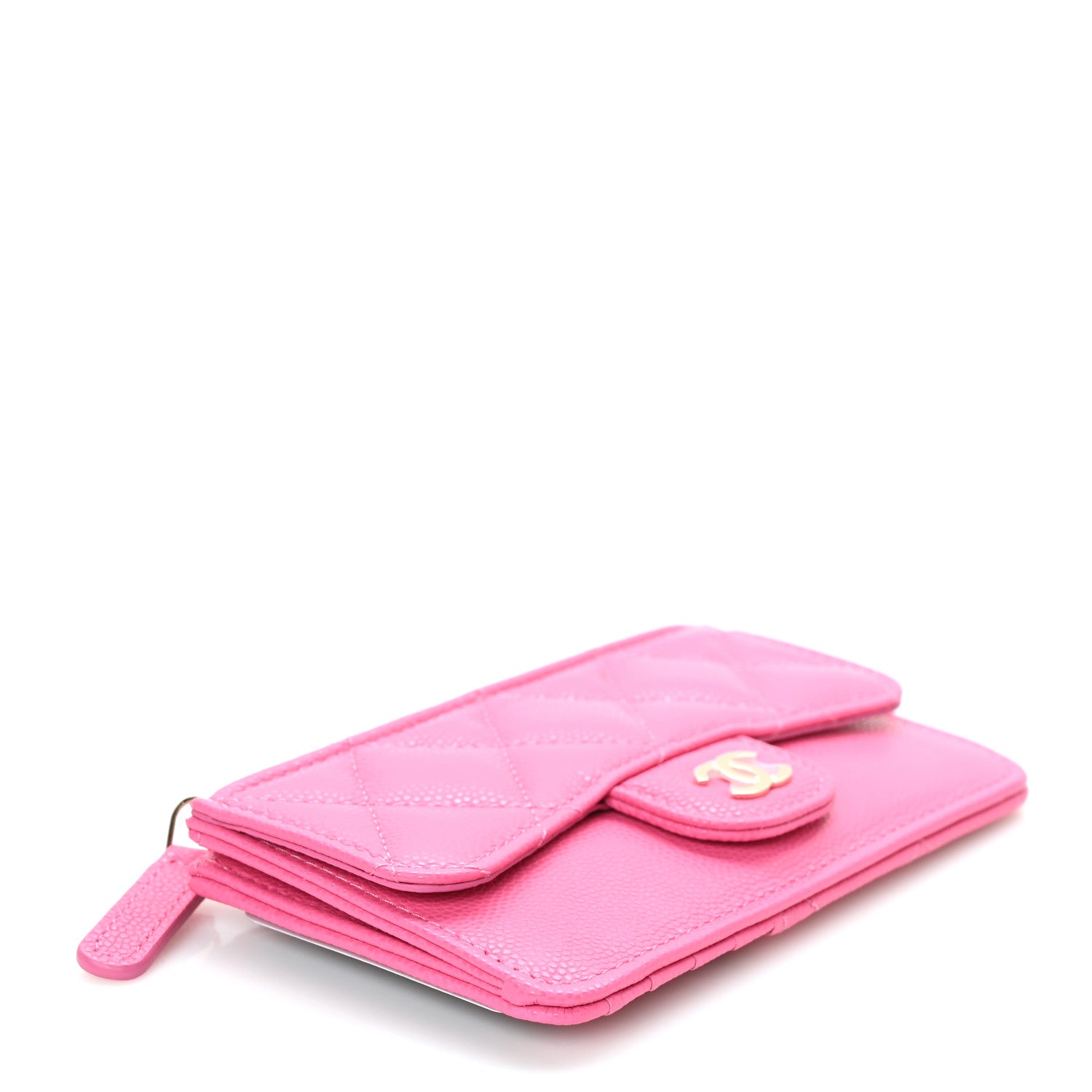 Chanel Caviar Quilted Flap Zip Card Holder Dark Pink 4 of 7