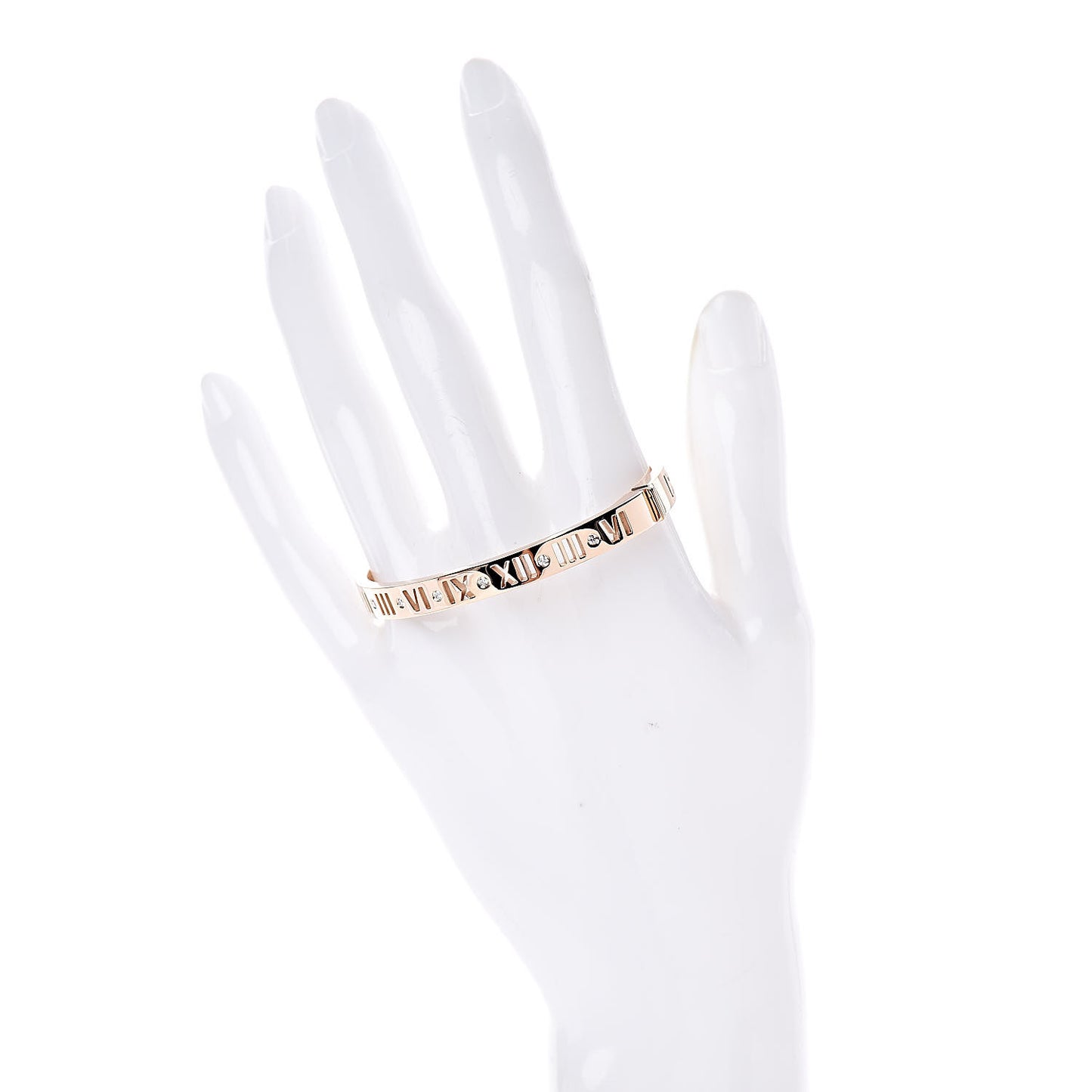 18K Rose Gold Diamond Atlas Pierced Hinged Bangle Bracelet
