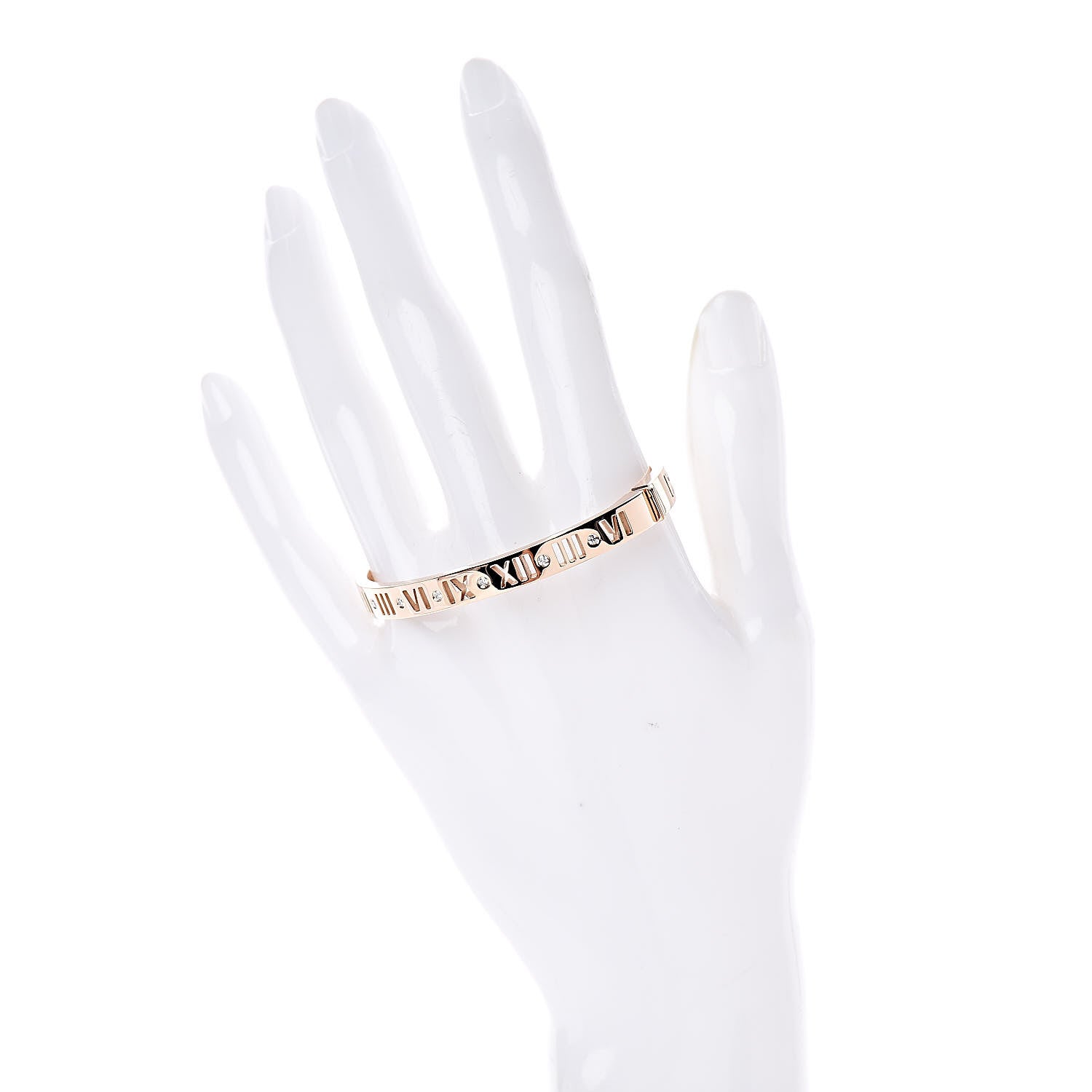 Tiffany 18K Rose Gold Diamond Atlas Pierced Hinged Bangle Bracelet 2 of 4