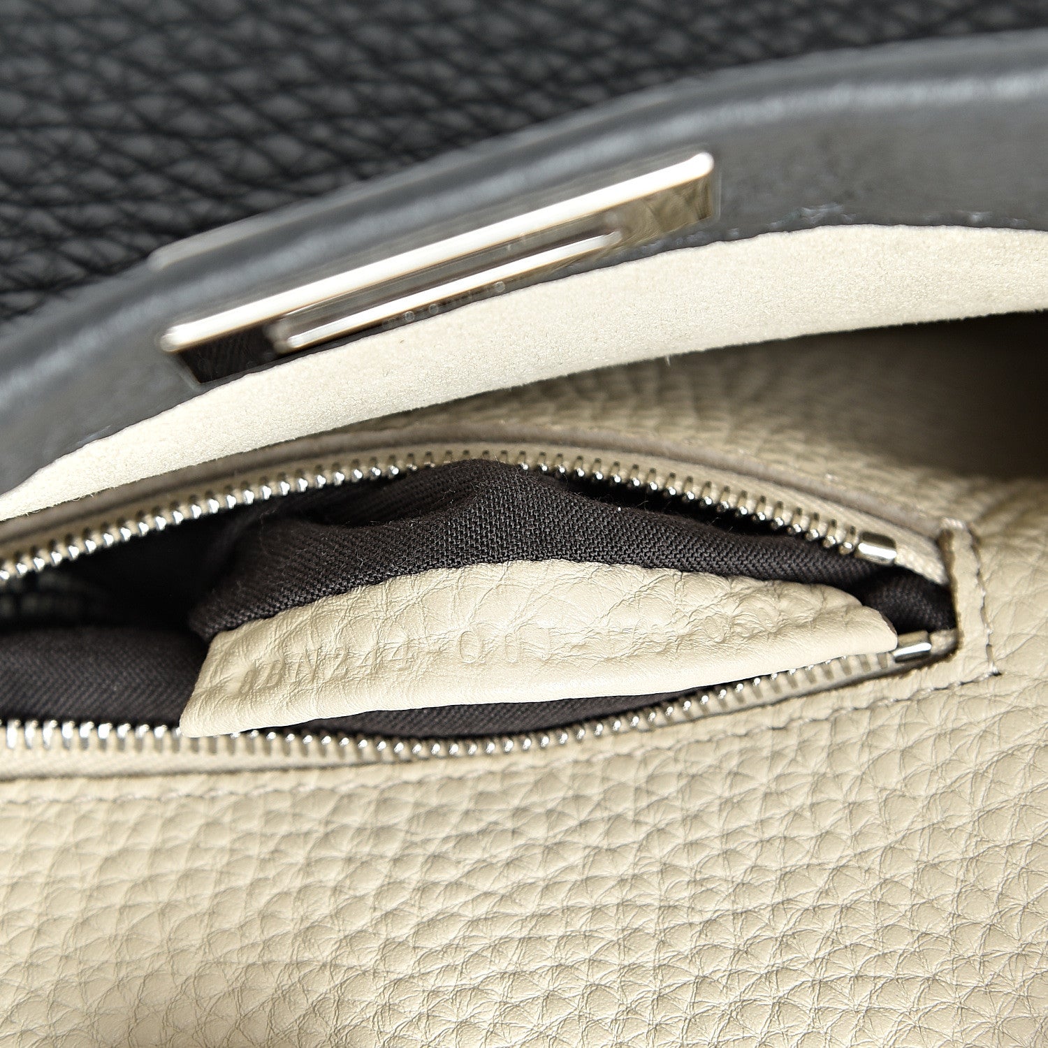 Fendi Cuoio Romano Selleria Bi-Color Mini Peekaboo Iconic Satchel Asfalto Latte 8 of 12