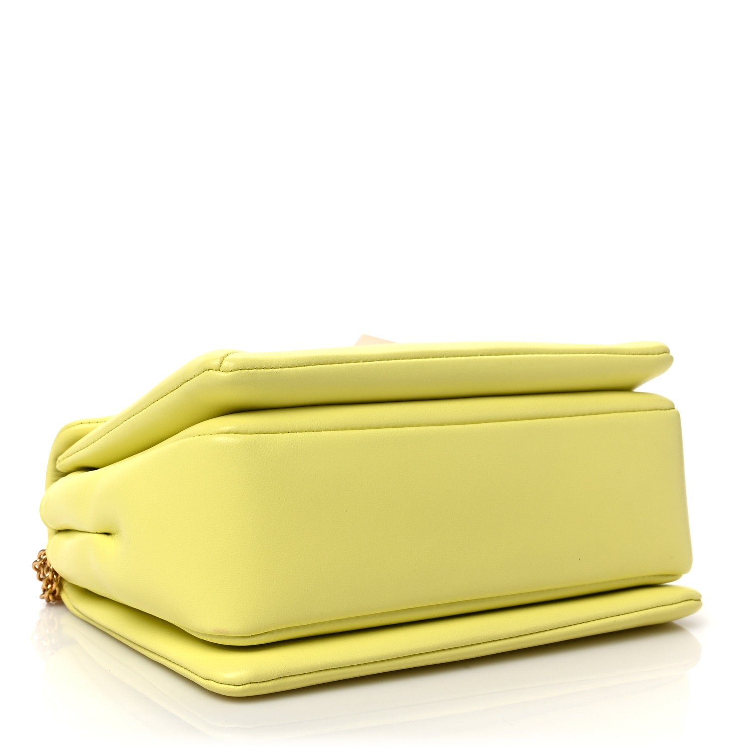 Valentino Garavani Nappa One Stud Chain Clutch Pale Yellow 4 of 9
