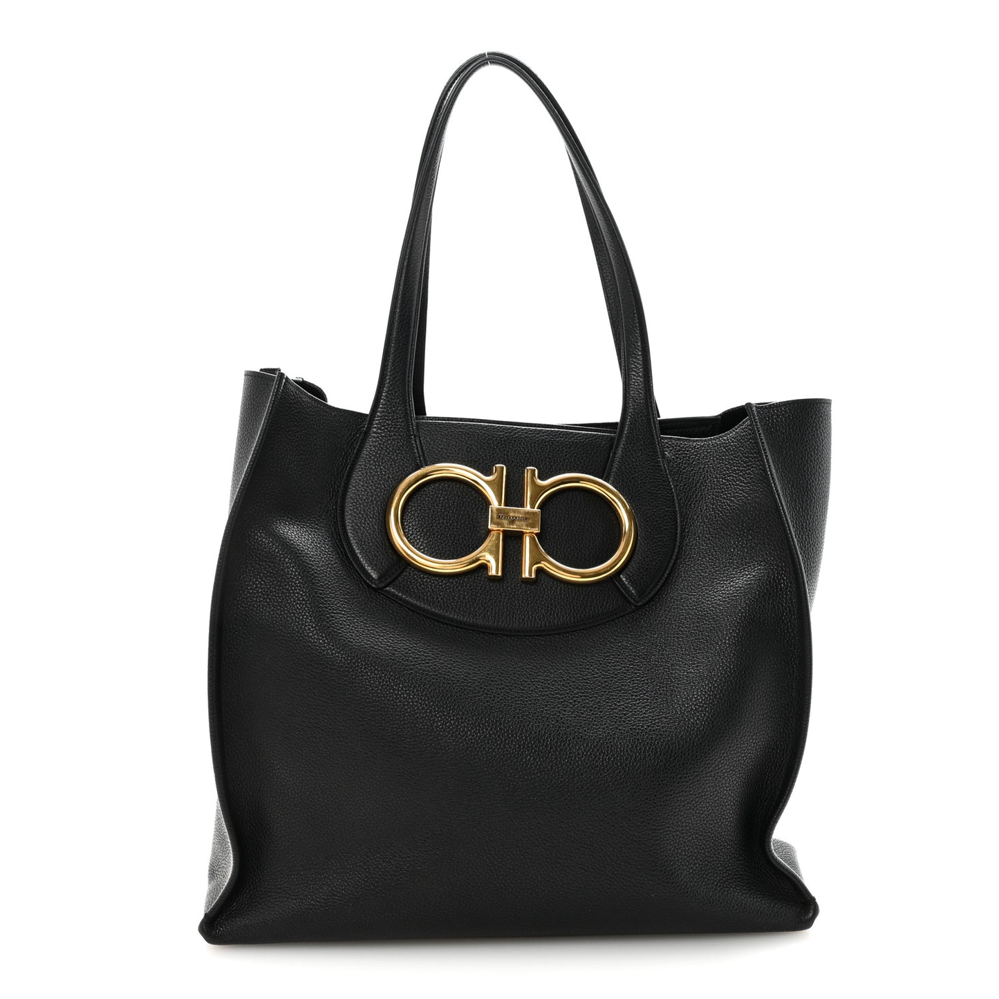 Calfskin Maxi Gancini Tote Black