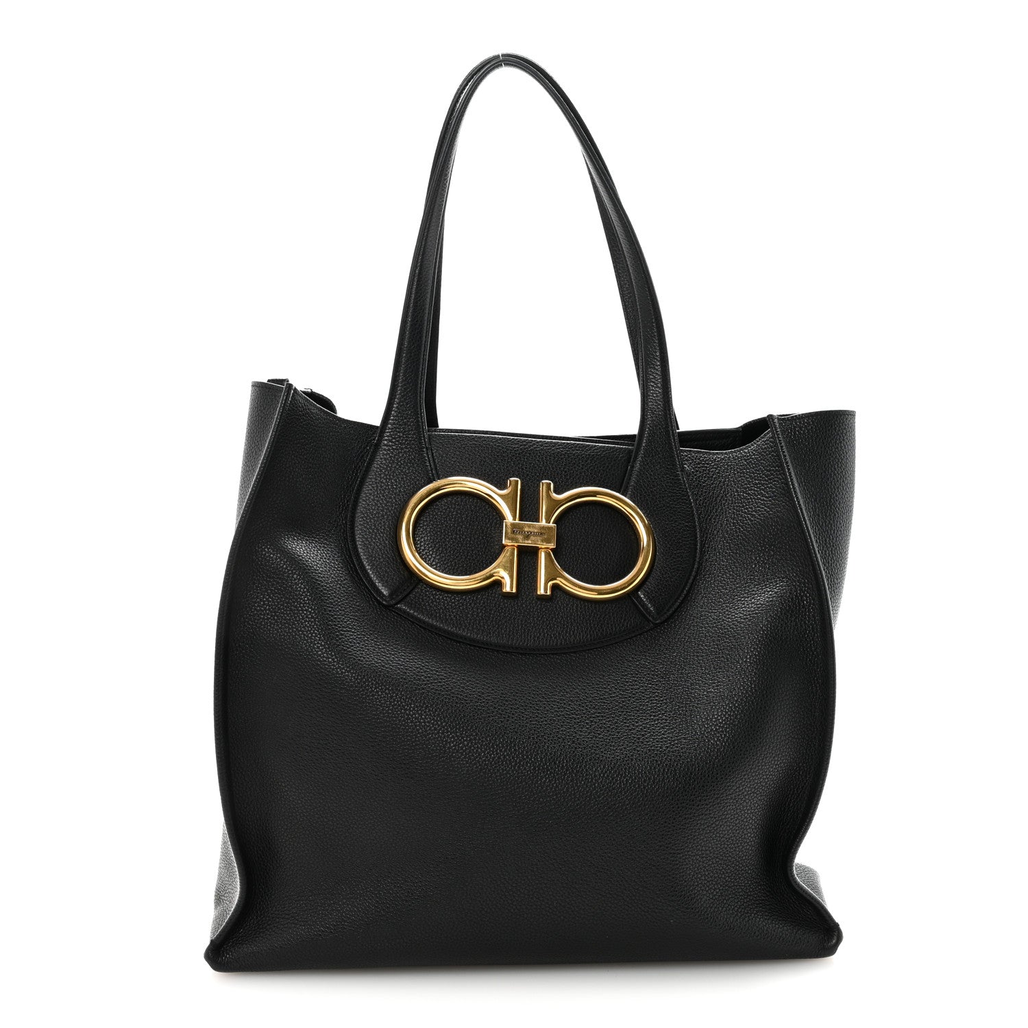 Salvatore Ferragamo Calfskin Maxi Gancini Tote Black 1 of 9