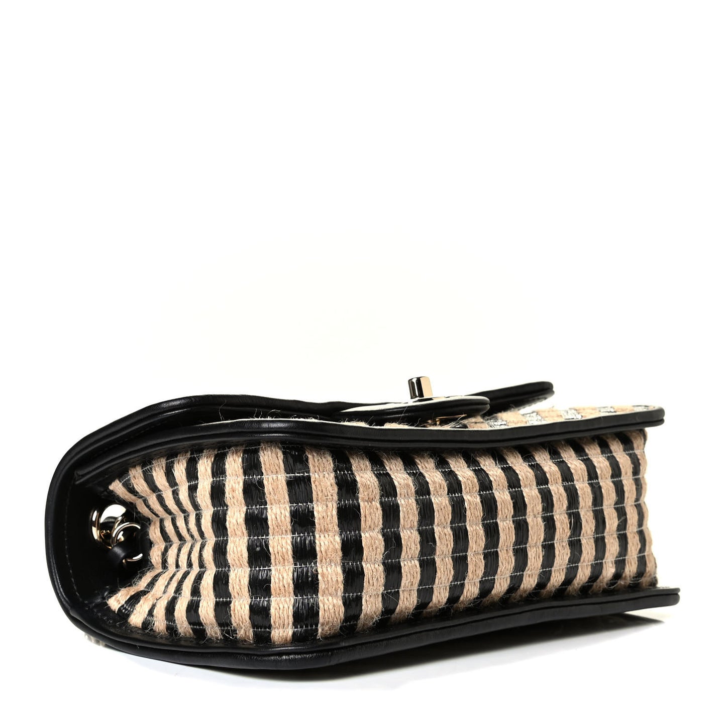 Raffia Jute Striped Mini Urban Jungle Flap Black Beige