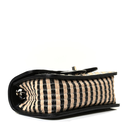 Chanel Raffia Jute Striped Mini Urban Jungle Flap Black Beige 3 of 7