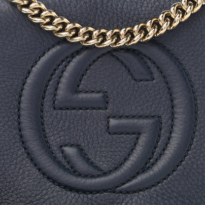 Gucci Pebbled Calfskin Small Soho Flap Crossbody Blue 8 of 11