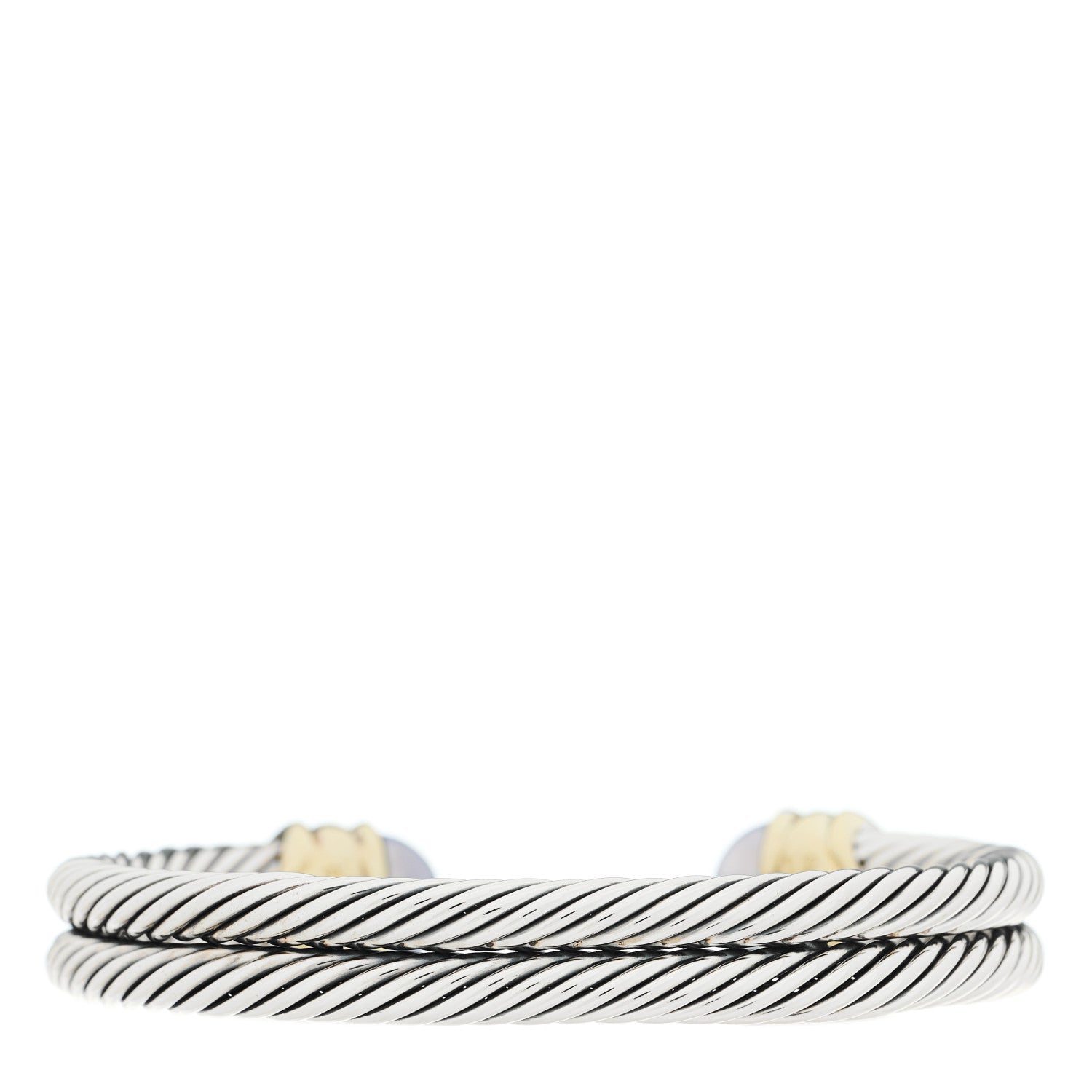 David Yurman Sterling Silver 14K Yellow Gold Chalcedony Iolite Double Cable Renaissance Bracelet 2 of 3
