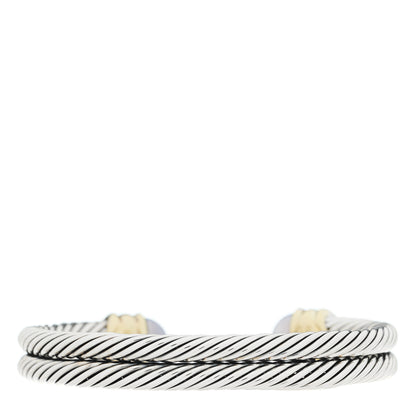 David Yurman Sterling Silver 14K Yellow Gold Chalcedony Iolite Double Cable Renaissance Bracelet 2 of 3