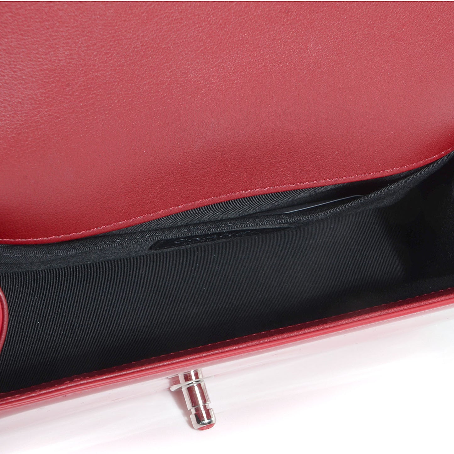 Patent Leather Medium Boy Flap Plexiglass Red