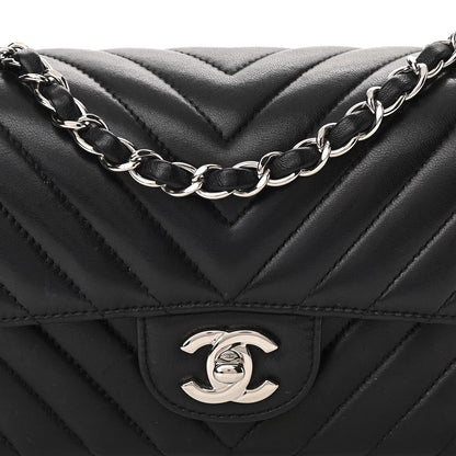 Chanel Lambskin Chevron Quilted Mini Rectangular Flap Black 8 of 11