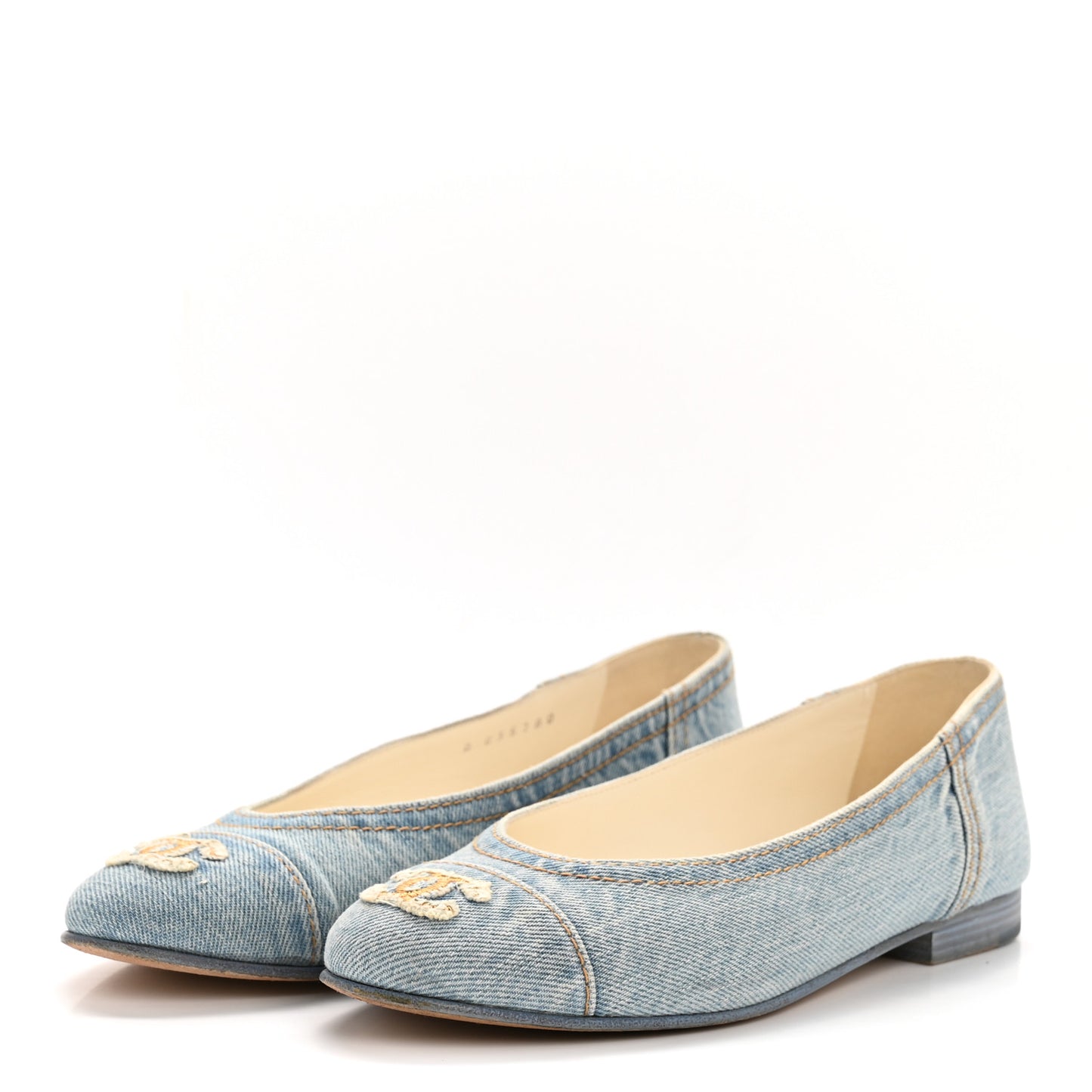 Denim CC Cap Toe Ballerina Flats 37.5 Light Blue