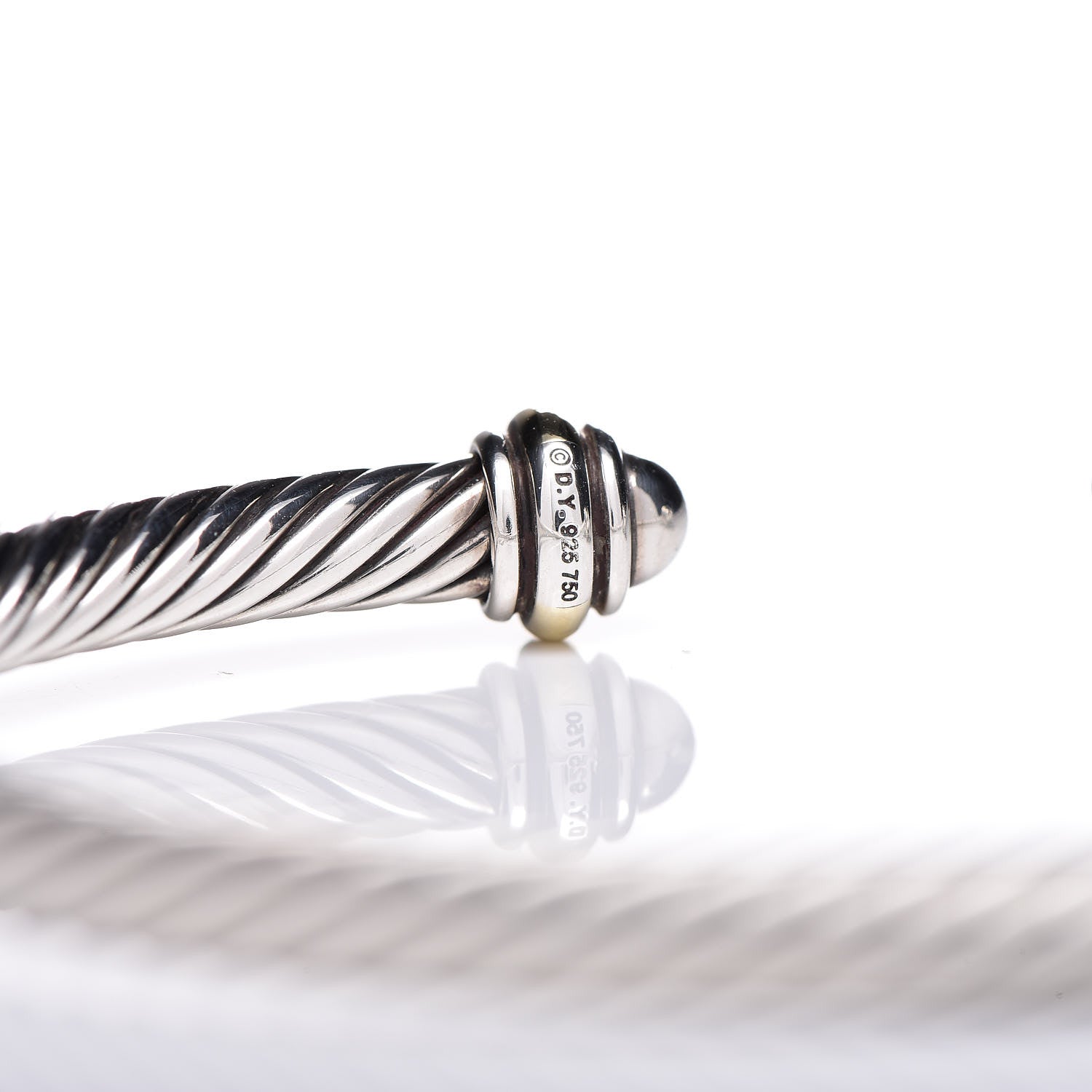 David Yurman Sterling Silver 18K Yellow Gold 4mm Cable Classics Bracelet 4 of 5