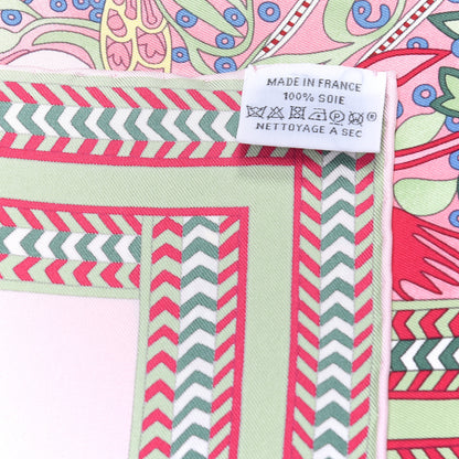 Hermes Silk Selle Des Steppes Scarf 90 Rose Pale Bleu Jean 6 of 8