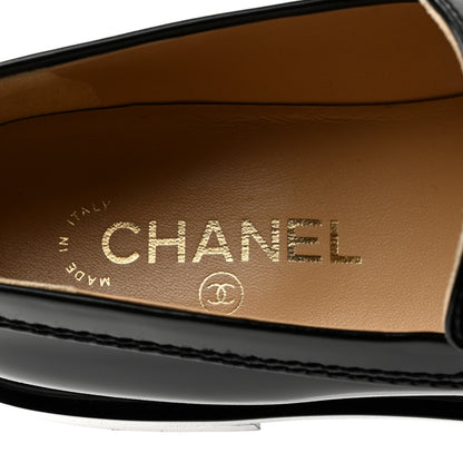 Chanel Shiny Calfskin Logo Loafers 39 Black 6 of 11