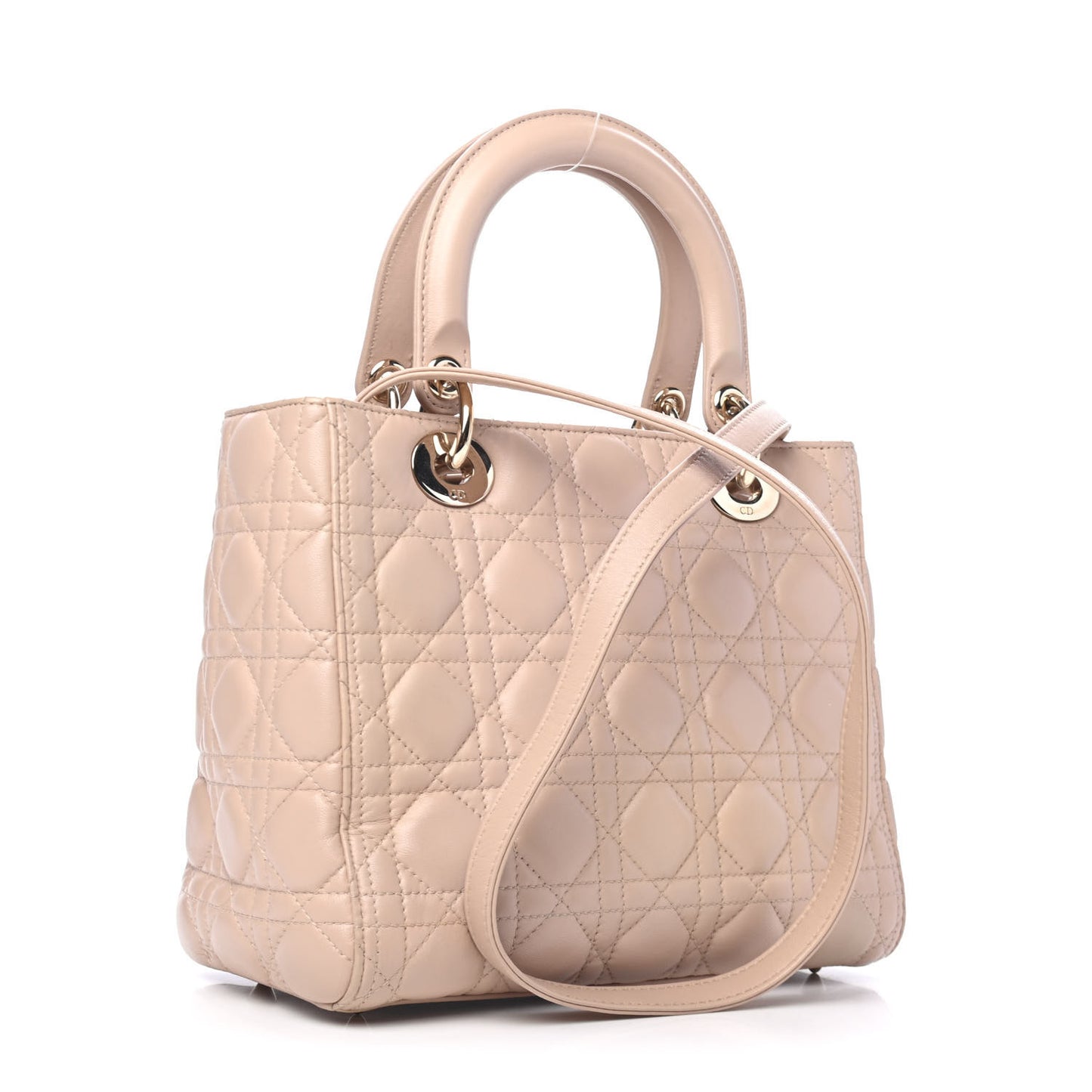 Lambskin Cannage Medium Lady Dior Rose Poudre