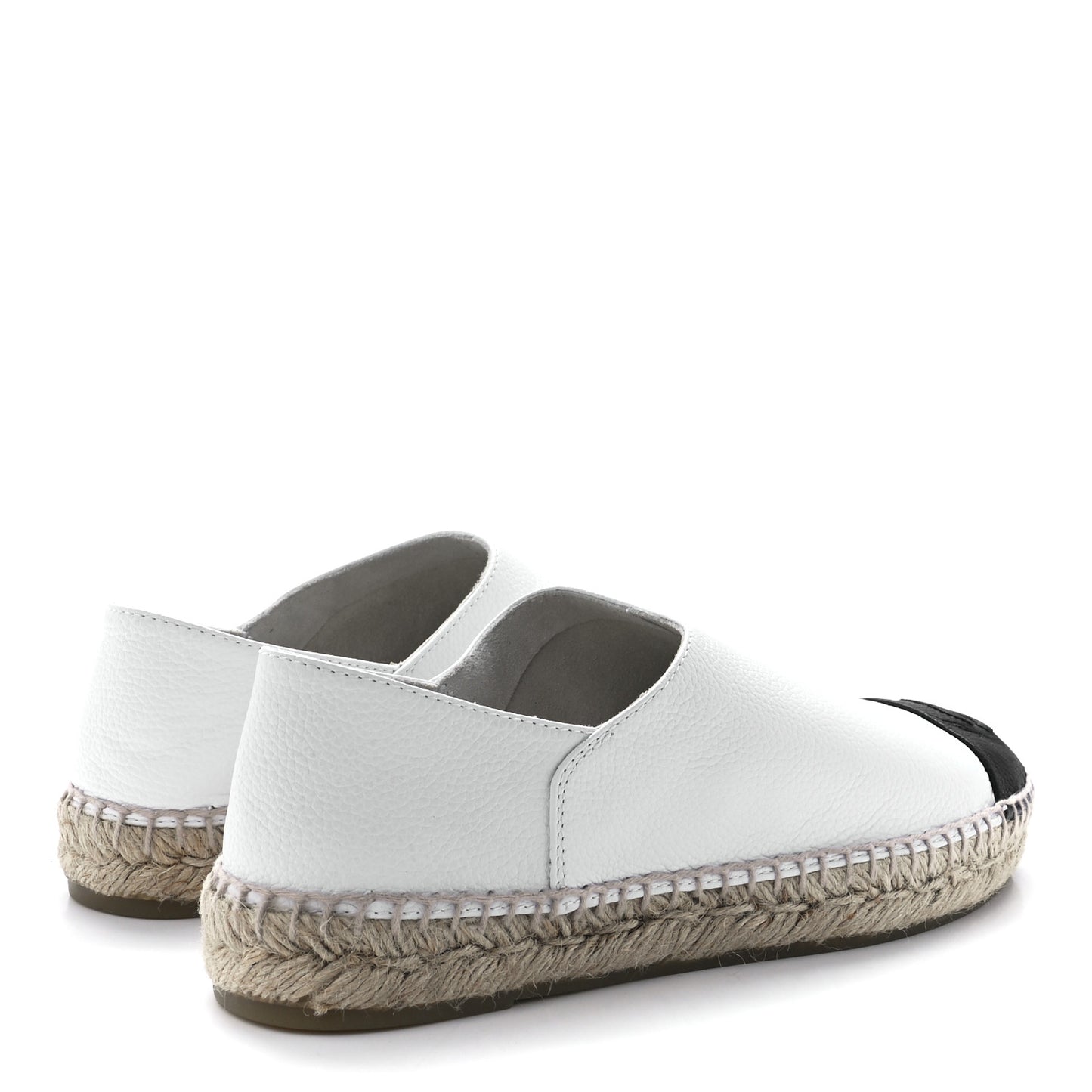 Grained Calfskin CC Espadrilles 39 White Black