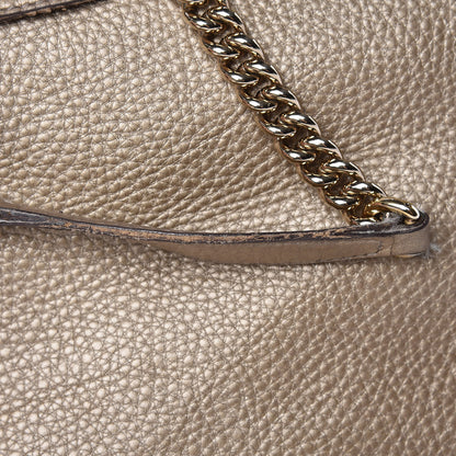 Gucci Metallic Pebbled Calfskin Medium Soho Chain Shoulder Bag Golden Beige 13 of 20