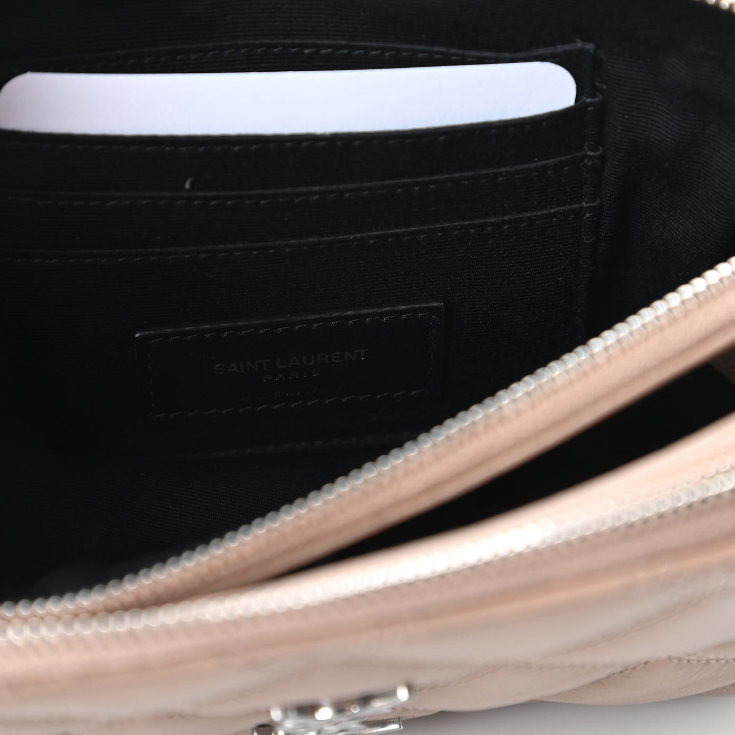 Grained Lambskin Quilted Mini Becky Double Zip Bag Dark Beige