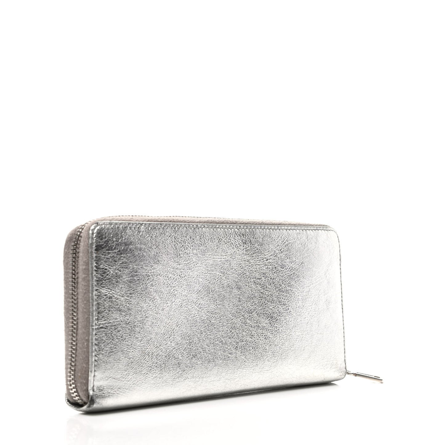 Metallic Calfskin Belle De Jour Zip Around Wallet Moon