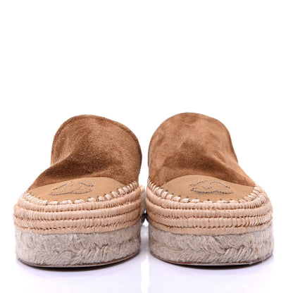 Chanel Suede Grosgrain CC Espadrille Mules 36 Dark Beige 2 of 12