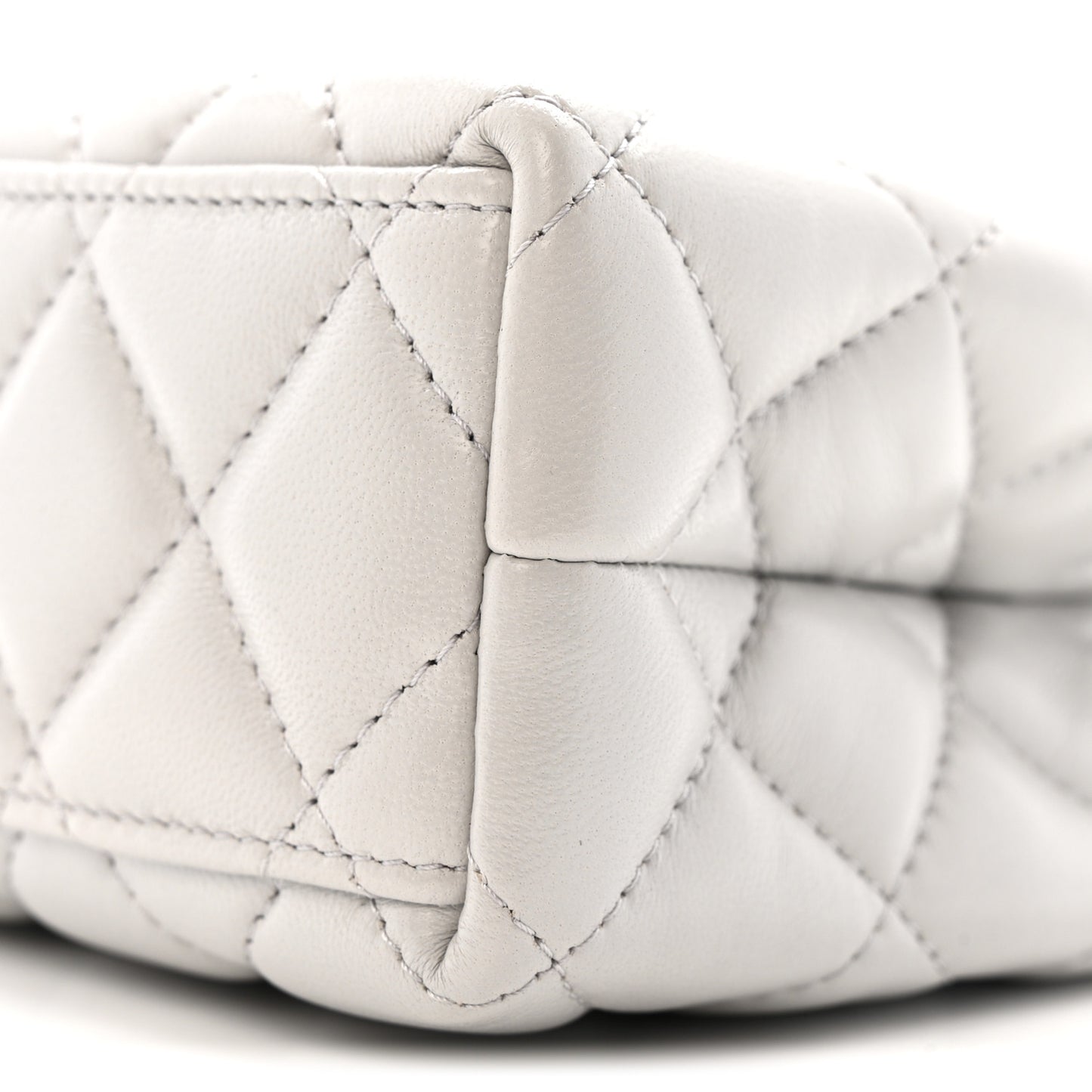 Shiny Aged Calfskin Quilted Nano Kelly Shopper Light Grey