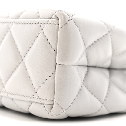 Chanel Shiny Aged Calfskin Quilted Nano Kelly Shopper Light Grey 10 of 11