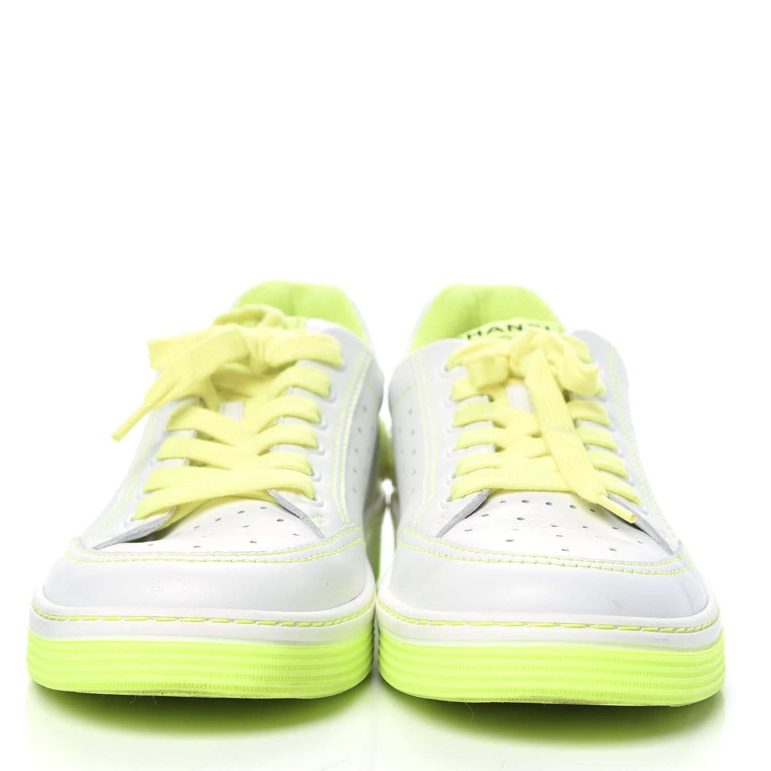 Chanel Calfskin Womens Logo Sneakers 40.5 White Yellow 2 of 8