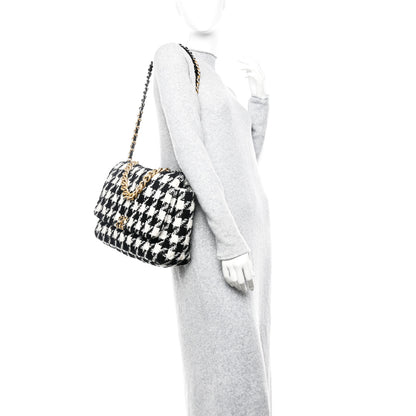Chanel Tweed Maxi Chanel 19 Flap Beige Black 2 of 12