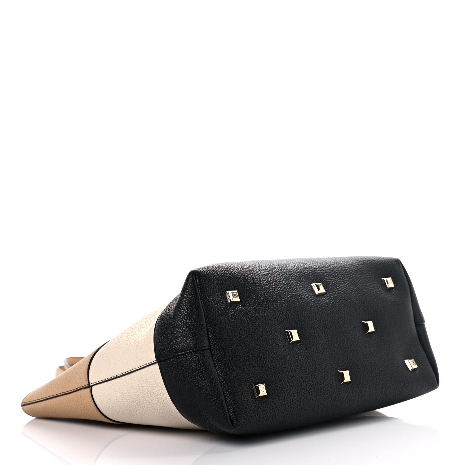 Salvatore Ferragamo Calfskin Tri-Color Studio Tote Dune Bone Black 5 of 20
