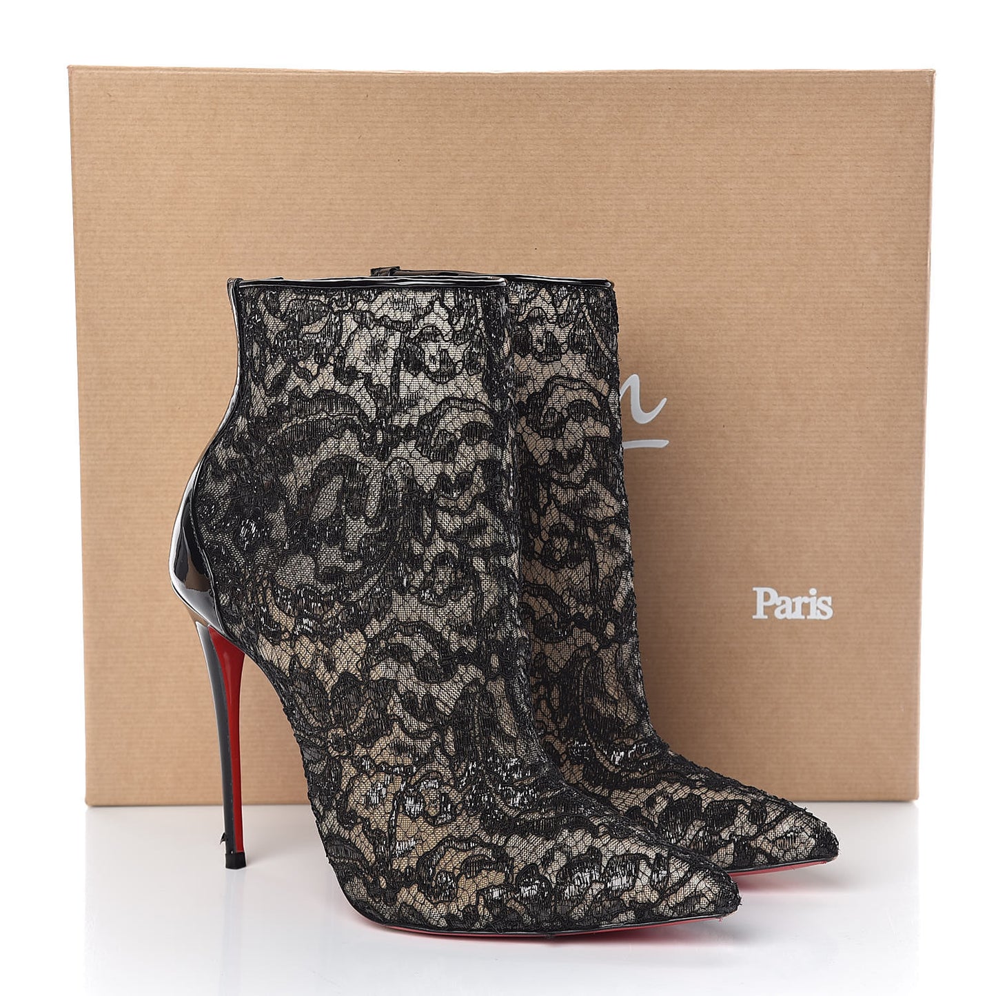 Patent Rete Lace Dentelle Psybootie 100 Ankle Boots 39.5 Black