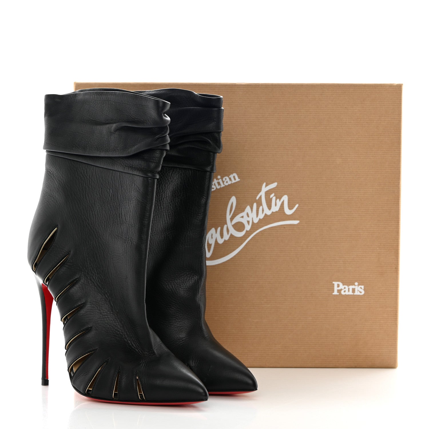 Christian Louboutin Calfskin Chiffon Fontabooty 120 Ankle Booties 38 Black 14 of 14