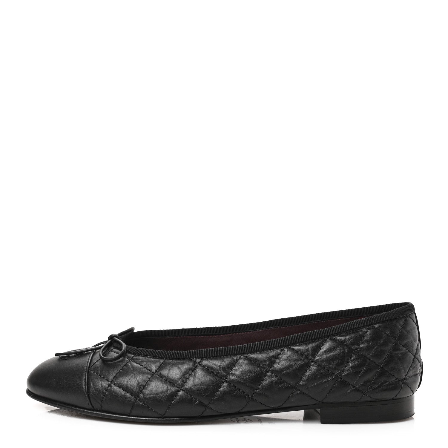 Chanel Aged Calfskin Quilted CC Cap Toe Ballerina Flats 40 Black 1 of 9