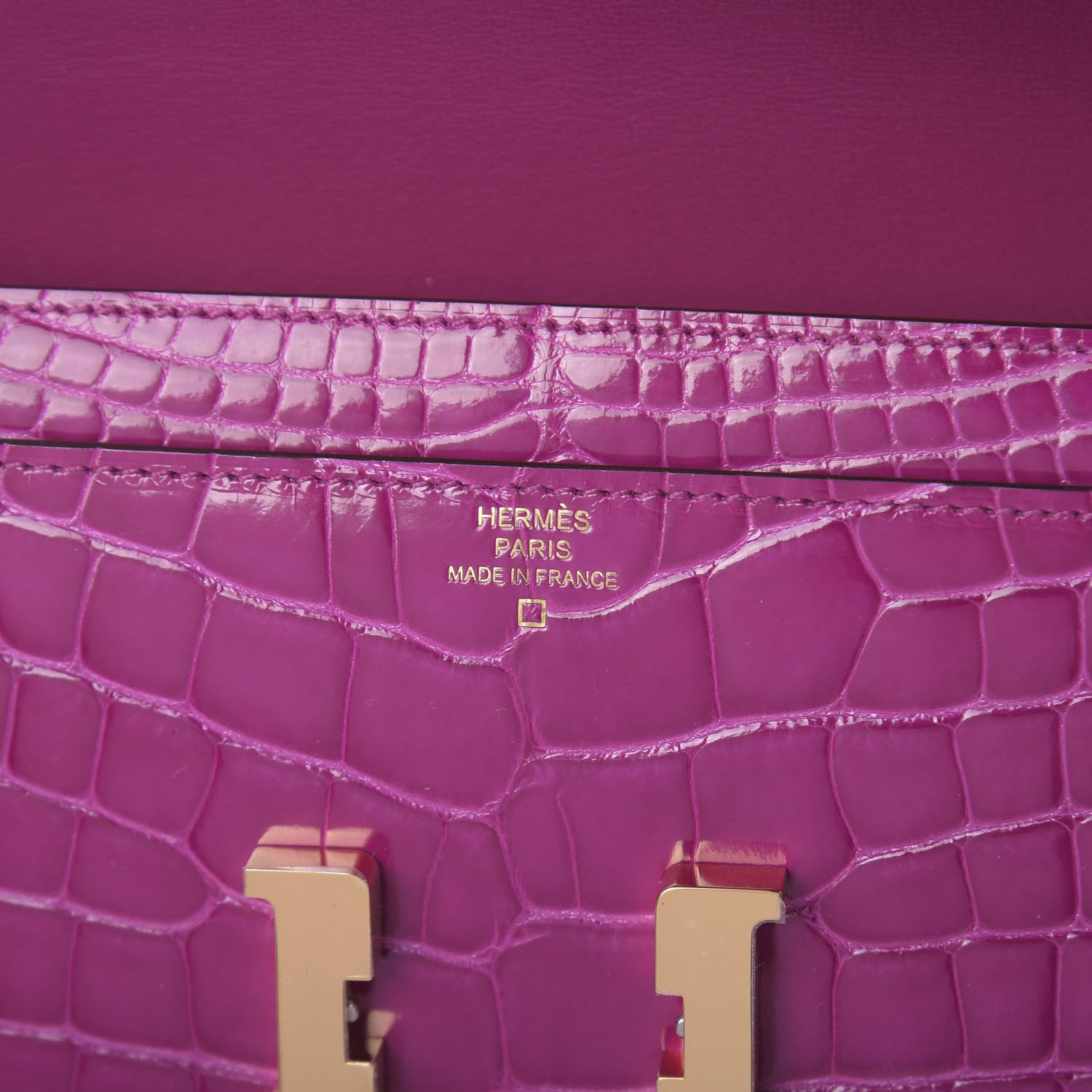 Hermes Shiny Alligator Constance Long Wallet Rose Scheherazade 6 of 10