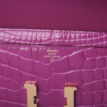 Hermes Shiny Alligator Constance Long Wallet Rose Scheherazade 6 of 10