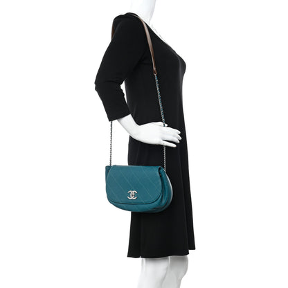 Chanel Grained Calfskin Stitched Small Messenger Flap Bag Teal 2 of 11