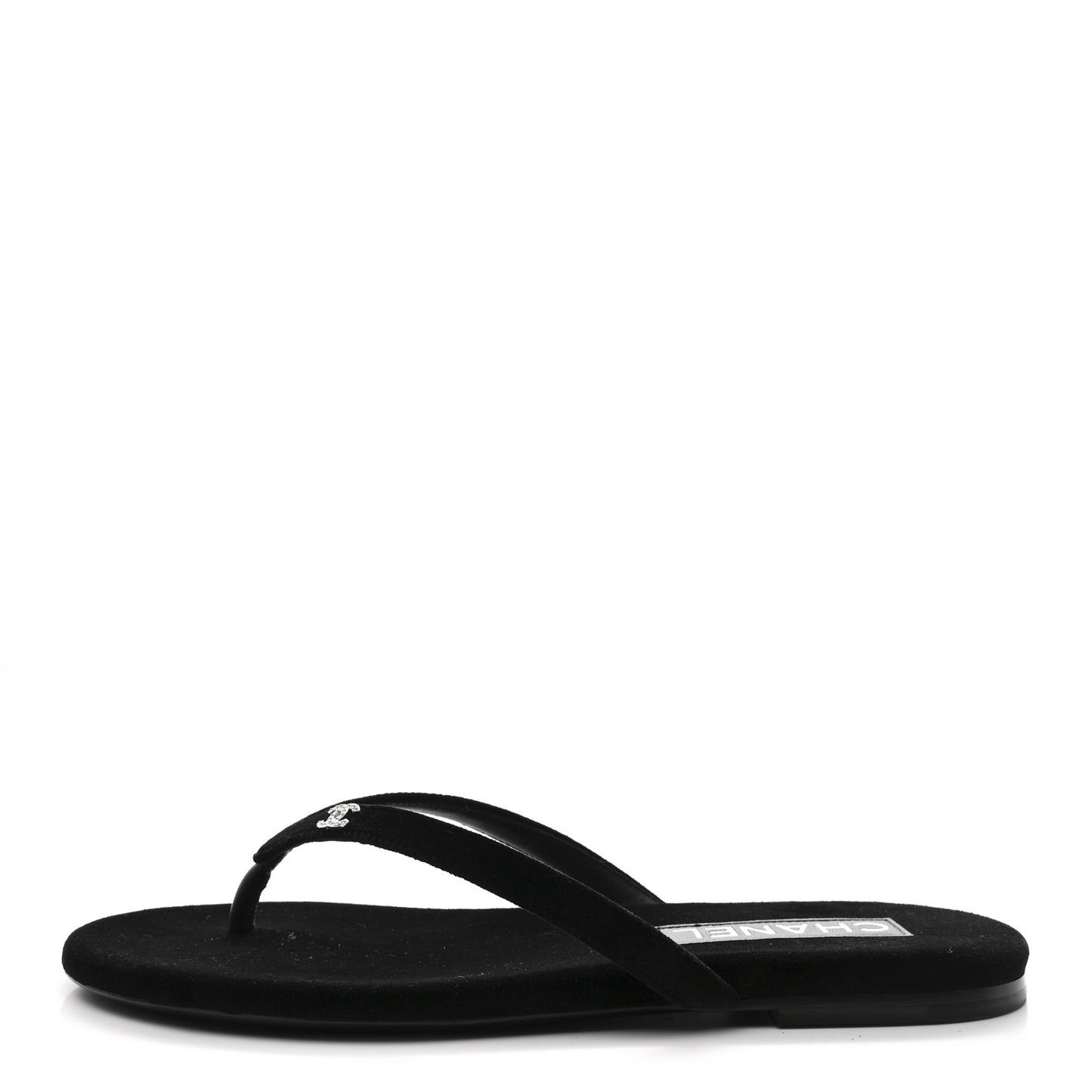 Velvet Crystal CC Thong Sandals 38 Black