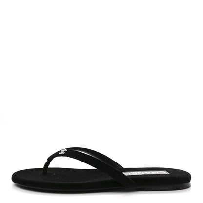 Chanel Velvet Crystal CC Thong Sandals 38 Black 1 of 11