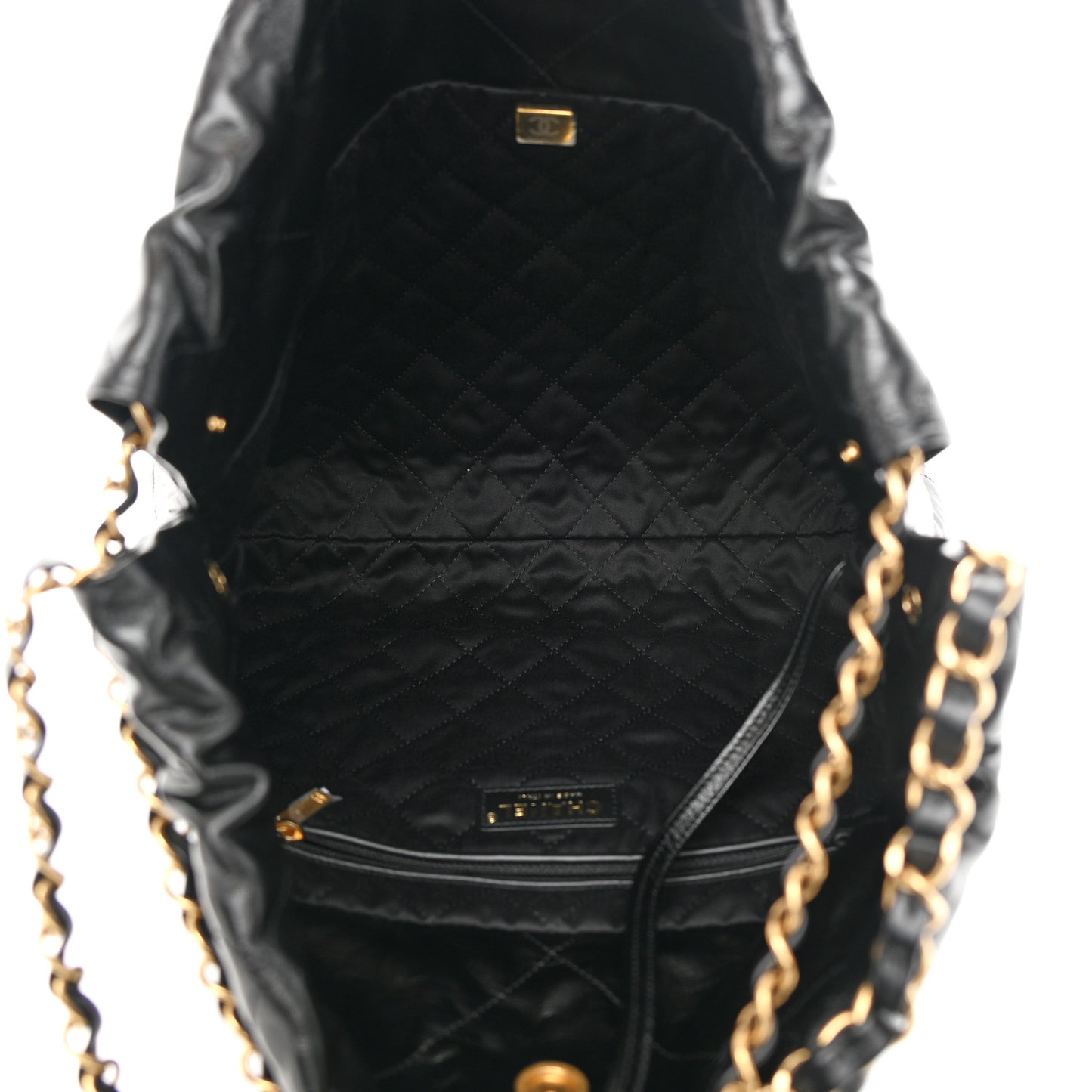 Shiny Calfskin Quilted Chanel 22 Black