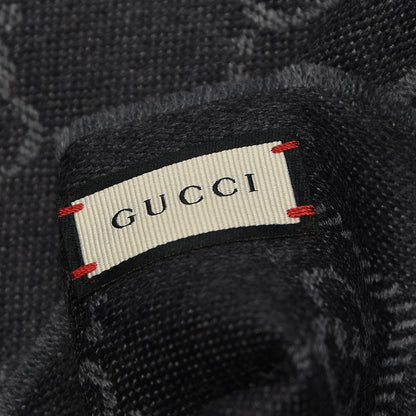 Gucci Wool Jacquard GG Monogram Sten Fringe Scarf Anthracite Black 5 of 5