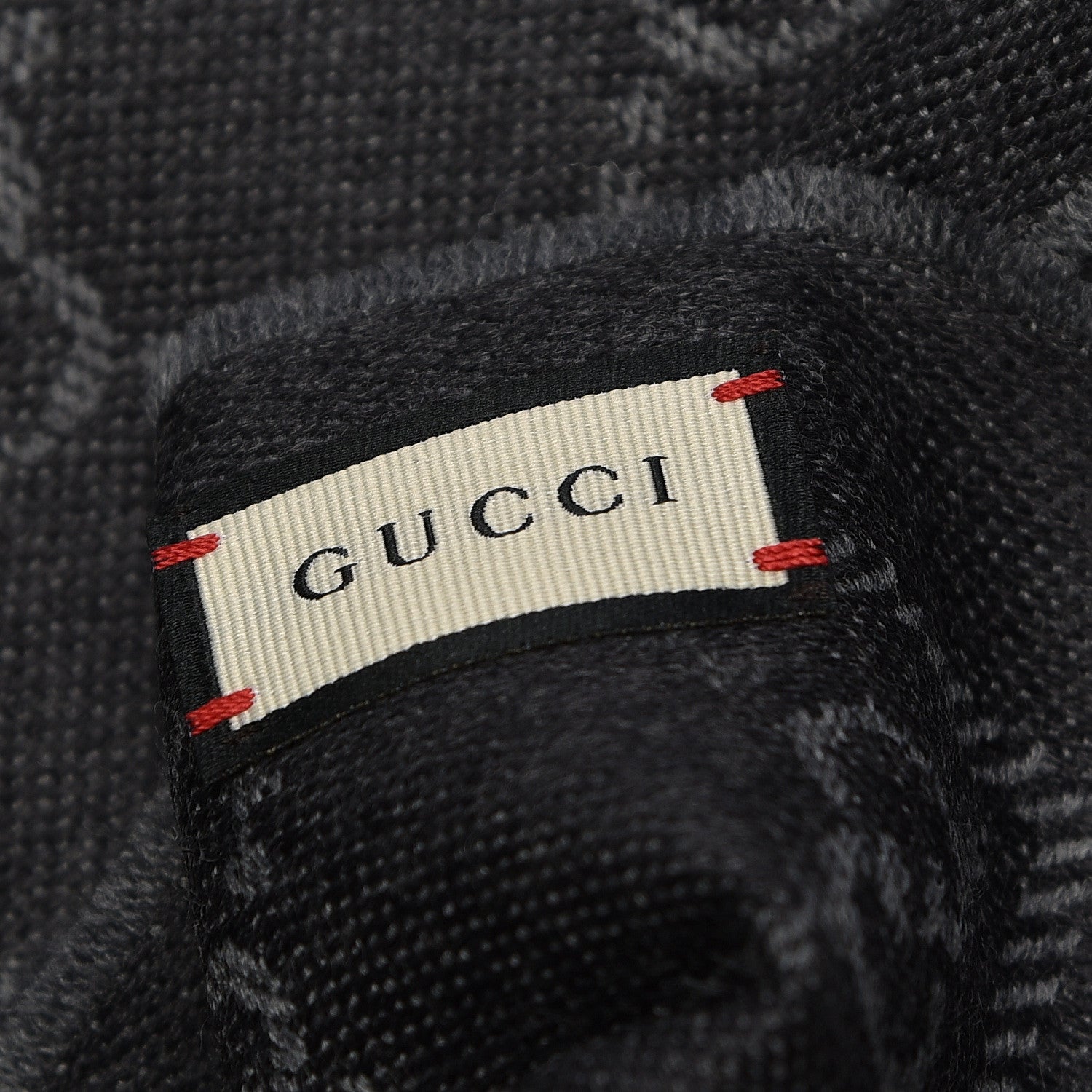 Gucci Wool Jacquard GG Monogram Sten Fringe Scarf Anthracite Black 5 of 5
