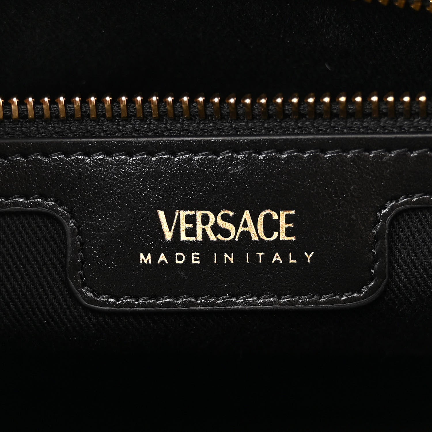 Versace Calfskin Cotton Floral Printed La Medusa Book Tote Black Water Lily 6 of 13