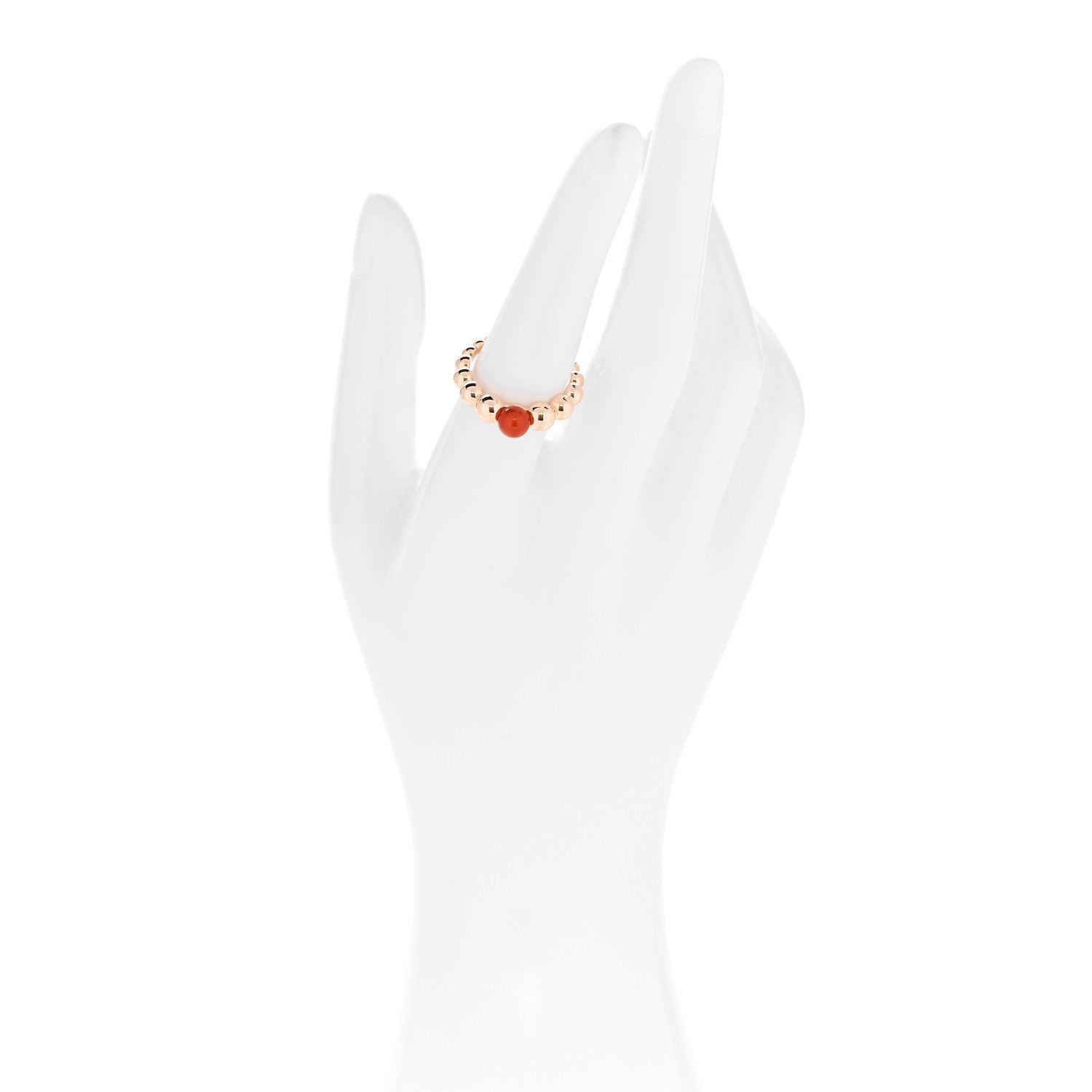 Van Cleef & Arpels 18K Rose Gold Carnelian Perlee Couleurs Variation Ring 54 6.75 2 of 6