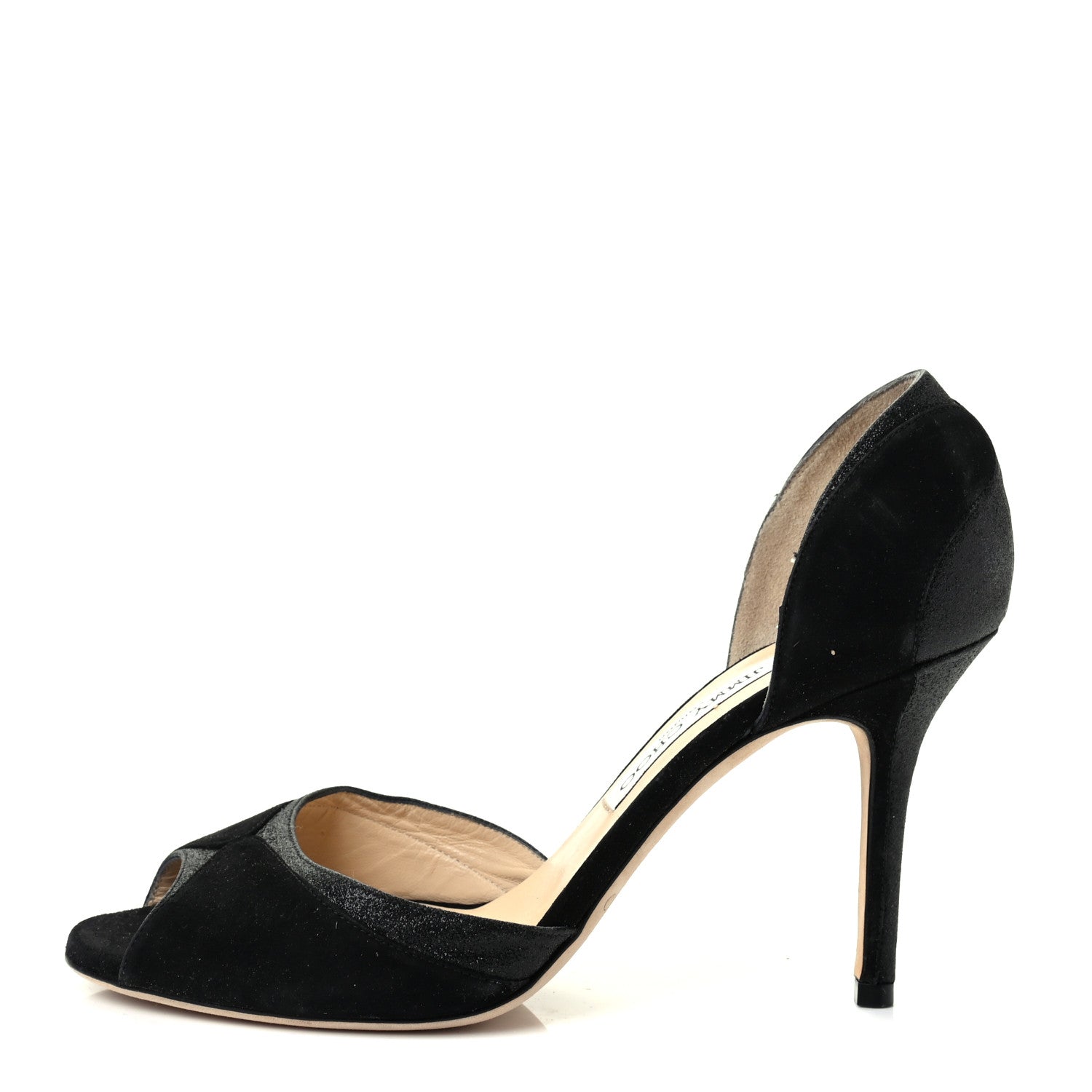 Jimmy Choo Suede Glitter Define D'Orsay Peep Toe Pumps 40 Black 1 of 8