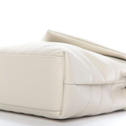 Saint Laurent Calfskin Y Quilted Monogram Small Loulou Chain Satchel Ivory 7 of 8