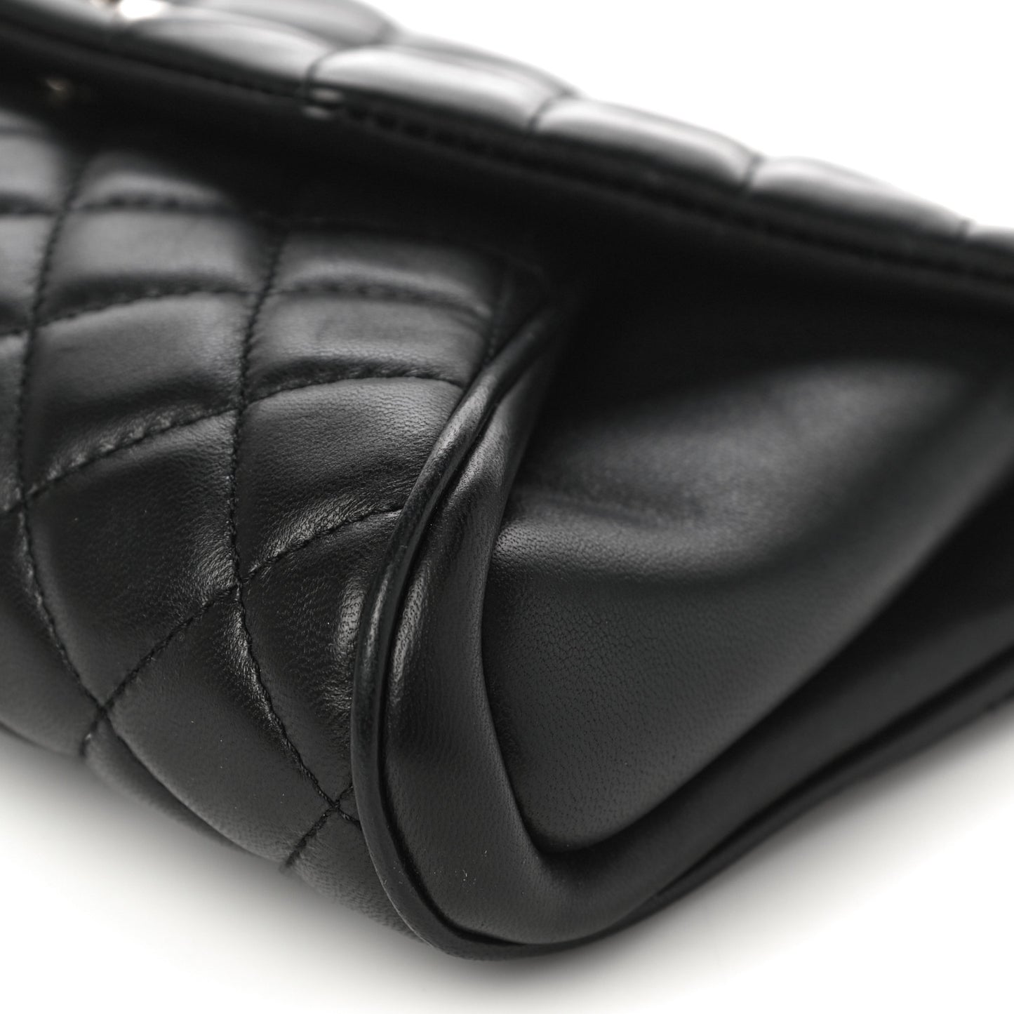 Lambskin Quilted Fold Up Again Clutch Black
