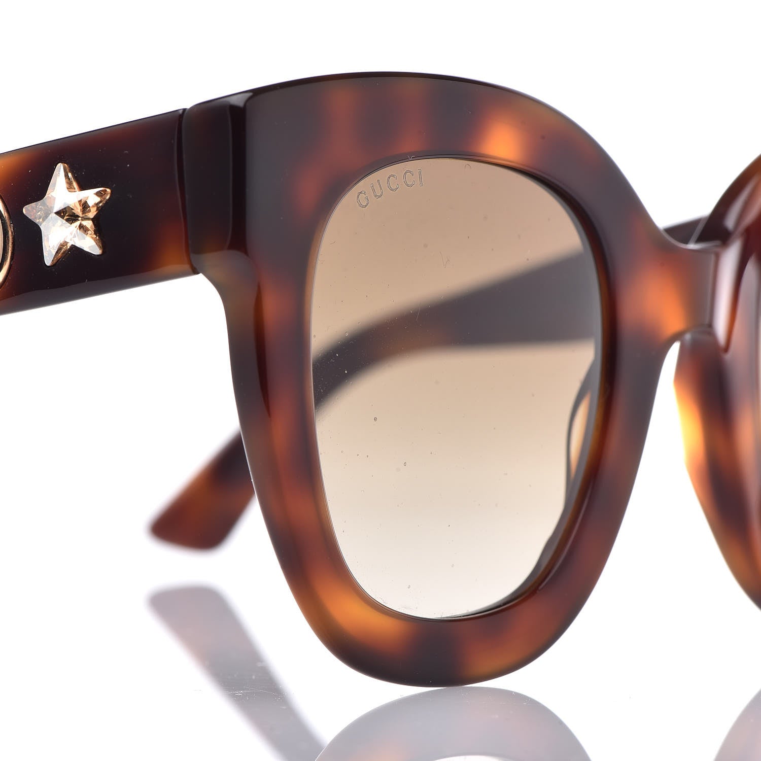 Gucci Round Frame Star Sunglasses GG0208S Tortoise 7 of 8