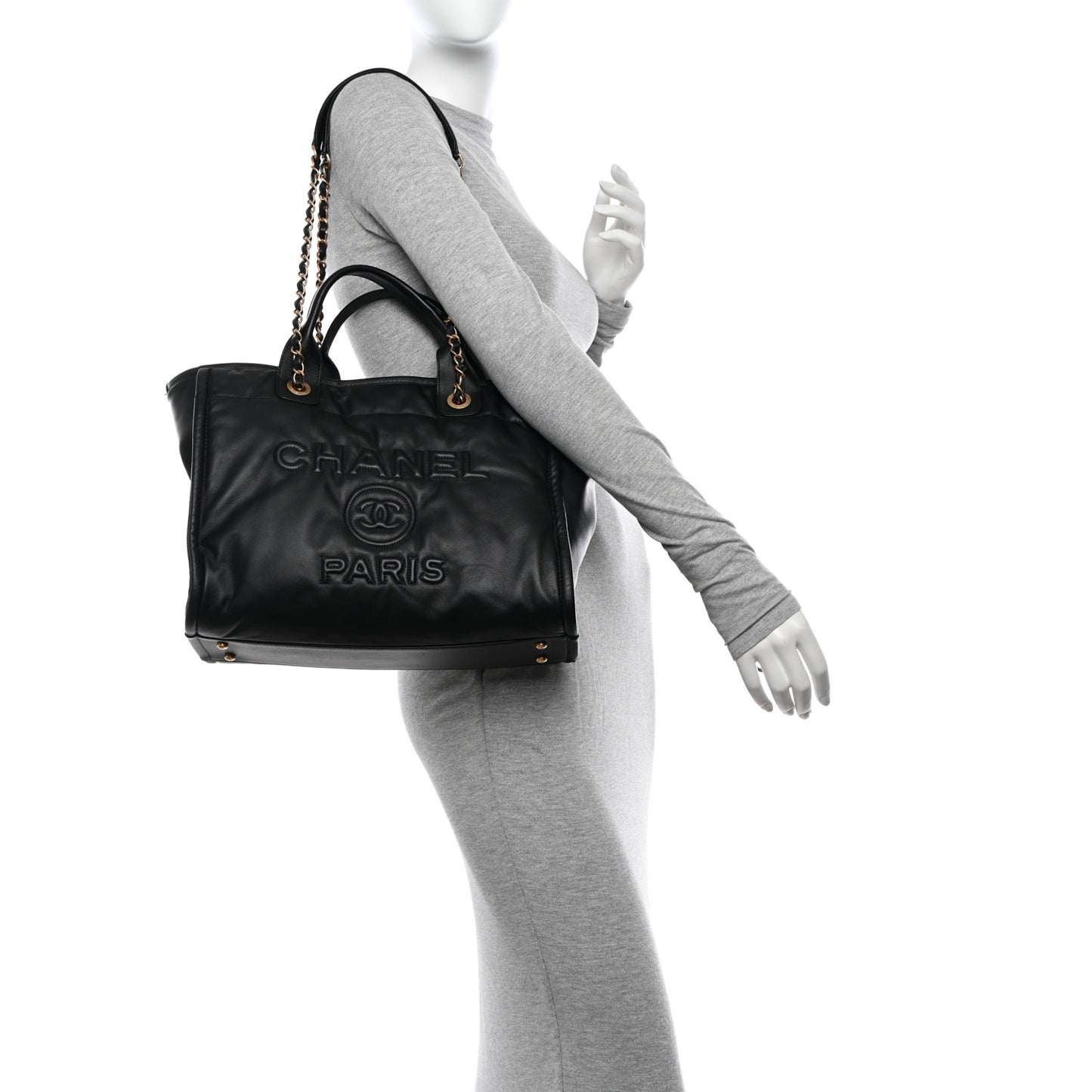 Calfskin Small Deauville Tote Black