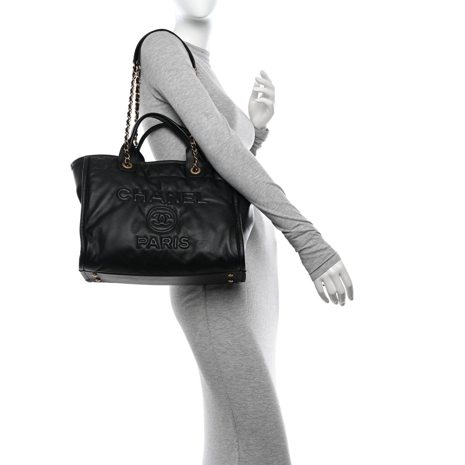 Chanel Calfskin Small Deauville Tote Black 2 of 14
