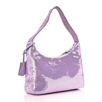 Prada Paillettes Sequin Mini Re-Edition 2000 Bag Lilium Black 3 of 10